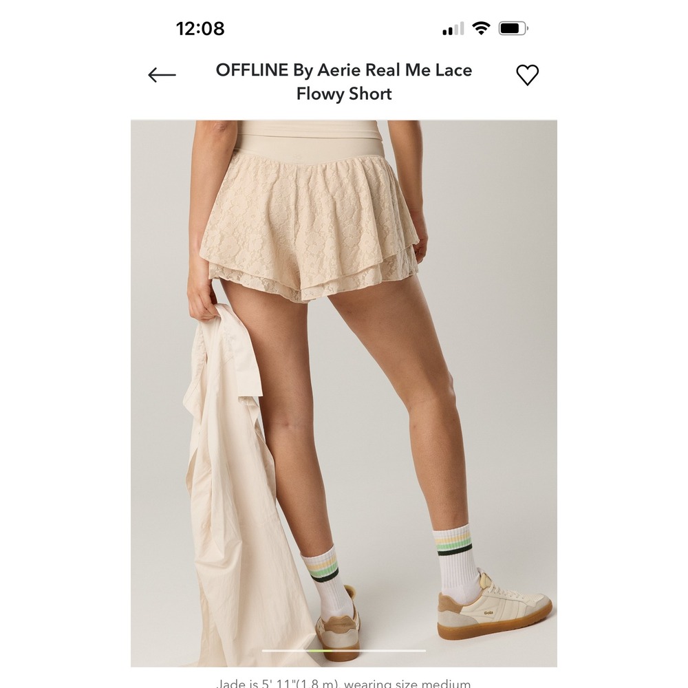 NEW OFFLINE Aerie Lace Flowy Short Cake Batter Beige Tan XL NWT
